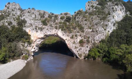 Ardeche river valley natural bridge